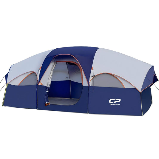 CAMPROS 8-Person Waterproof Camping Tent with Carry Bag – Blue