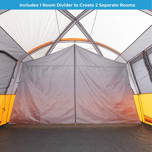 CORE 12-Person Multi-Room Family Cabin Tent with Storage Pockets & Carry Bag