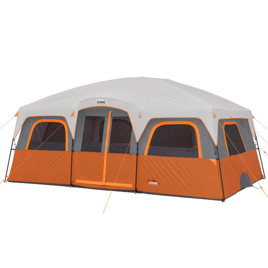 CORE 12-Person Multi-Room Family Cabin Tent with Storage Pockets & Carry Bag