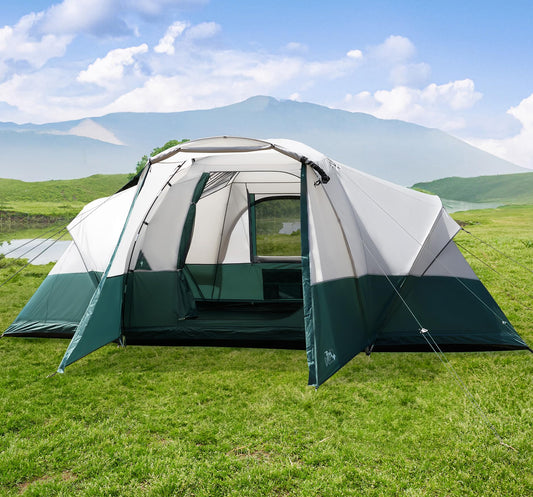 11-Person Family Camping Tent with Porch, Rainfly & Vestibule – Large Dome Tunnel Tent