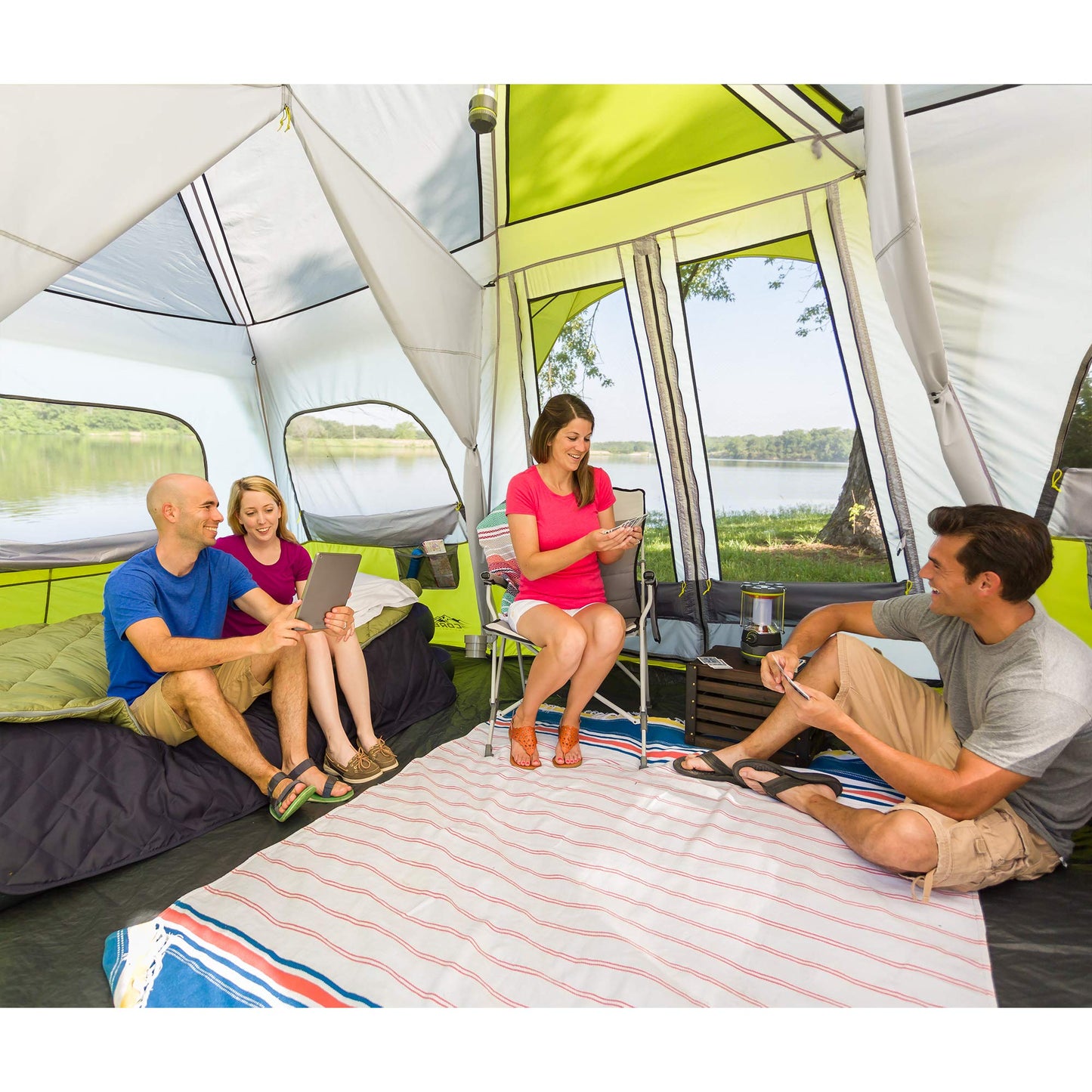 CORE 12-Person Instant Cabin Tent with 3 Rooms & Storage Pockets